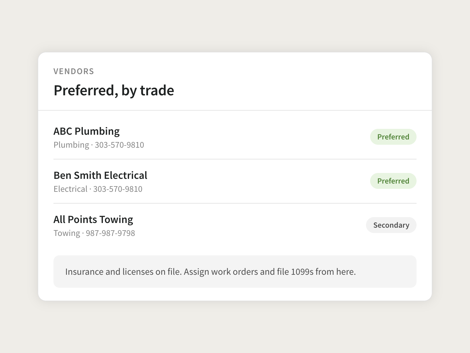 Vendor Tracking